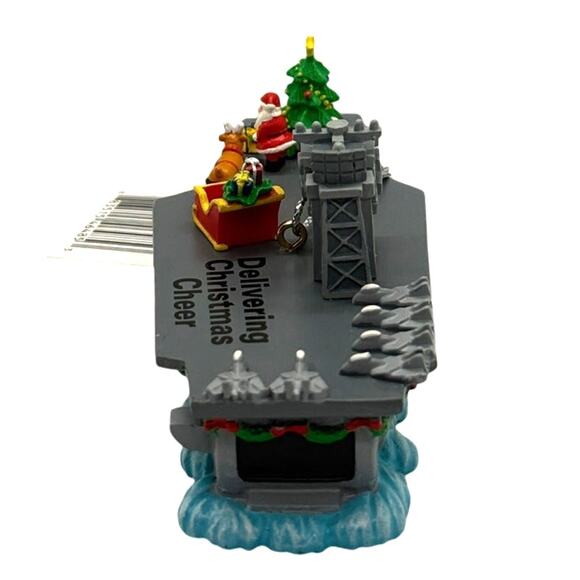 2008 Carlton Heirloom Santa’s Perfect Landing Navy Ship Ornament with Box - Picture 2 of 7
